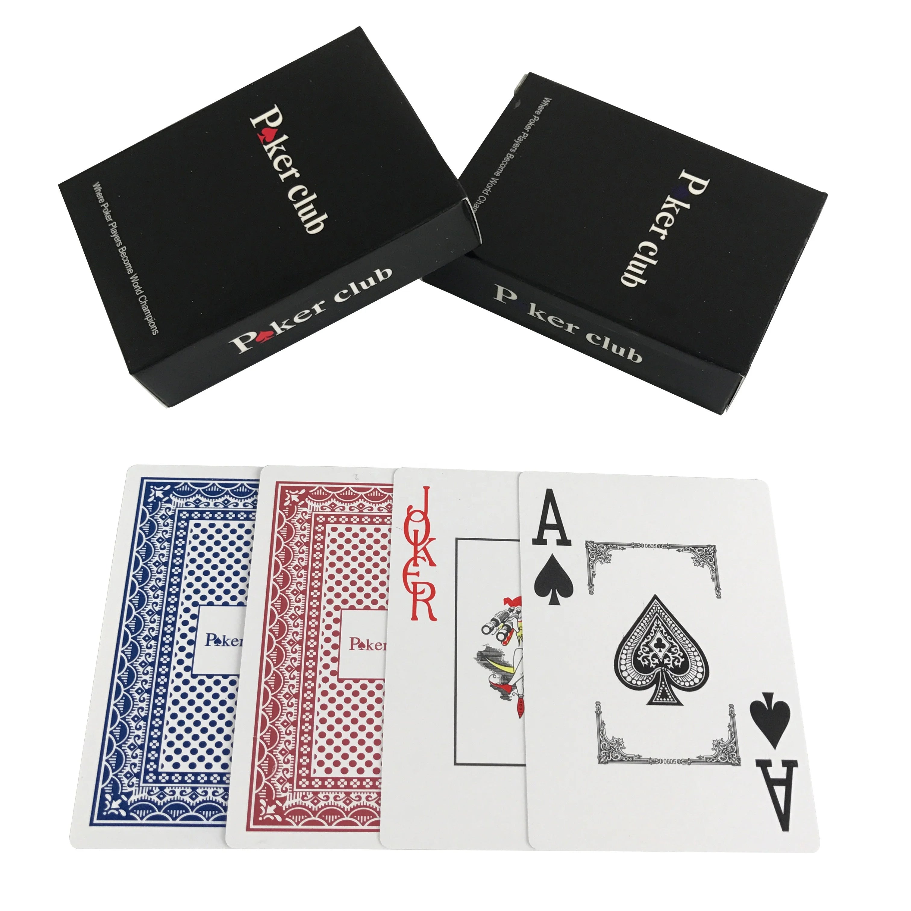 Wholesale Cheap Texas Hold'em Plastic Playing Poker Card 6.3*8.8cm Blue & Red Color Made of Paper