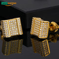 Drop Shipping Moissanite Jewelry 14K 18K Gold Plated Micro Pave VVS Moissanite Geometric Stud Earrings MegaBDM