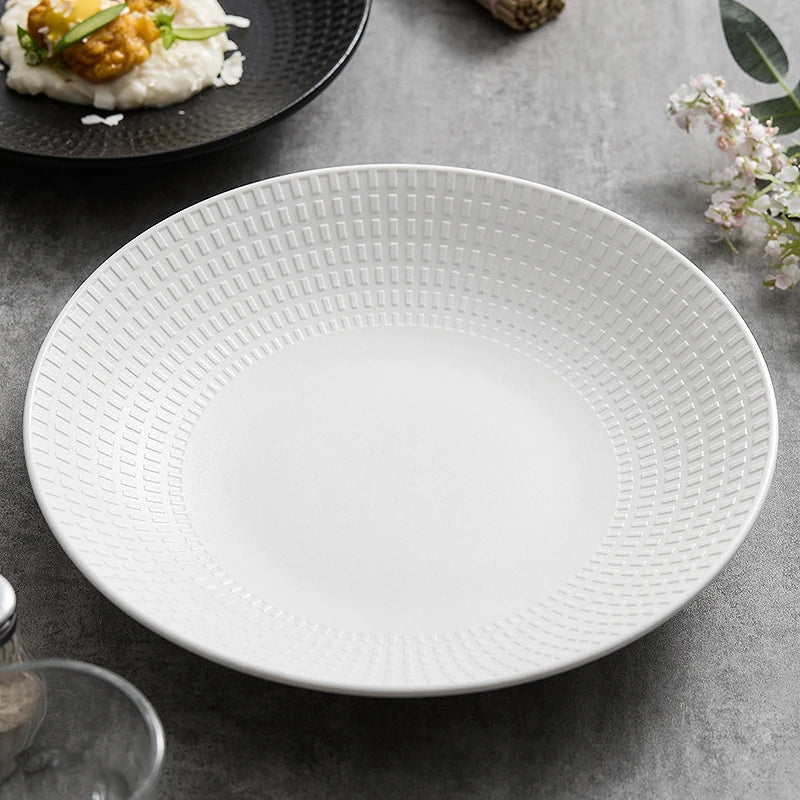 Eco-Friendly Ceramic Dinner Plate for Breakfast Steak Pasta Pizza Salad Dessert Serving Tray Home Buffet Restaurant Dinnerware