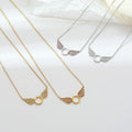 18K Gold Plated Angel's Wing Necklace with Clavicle Chain Stainless Steel Pink Zircon Pendant Classic Fashion Jewelry for Women