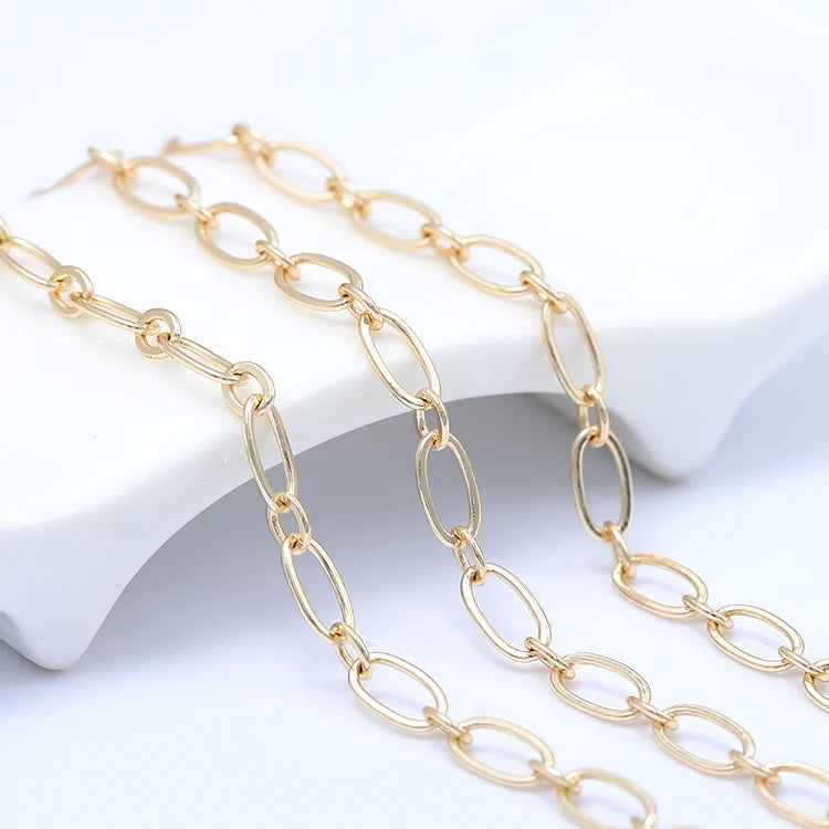 Factory Wholesale 14K Gold Plated Thick Chains for Diy Jewelry Accessory Necklace Bracelet Making Chain Roll