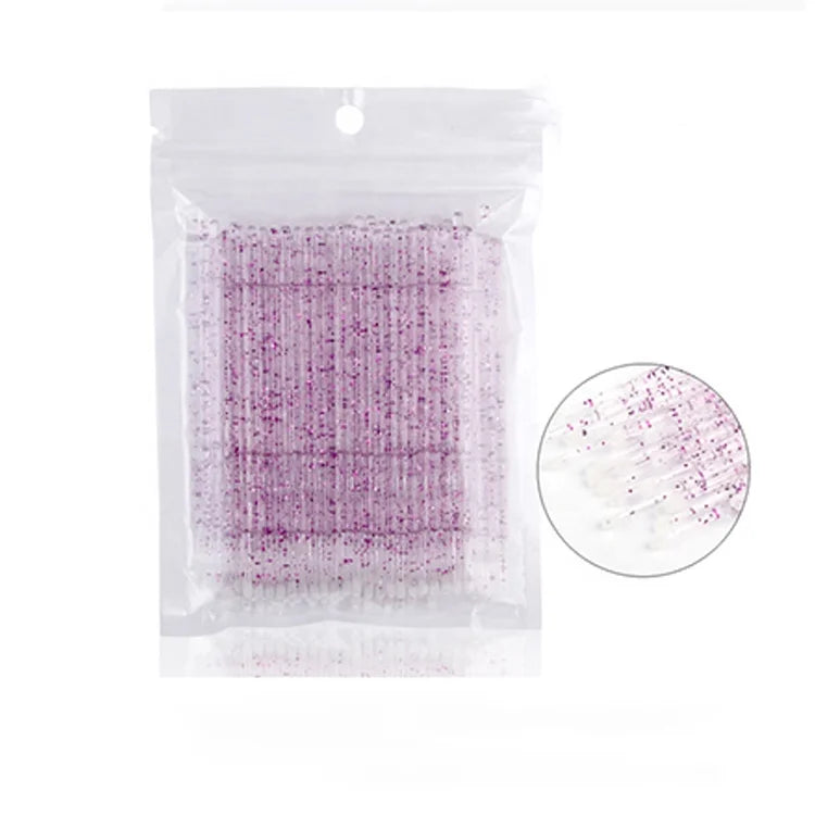 2026 New Eyelash Extensions Disposable Microswab Glitter Micro Brushes for Semi Permanent Makeup