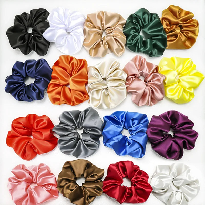 19 Colors Silk Like Hair Scrunchies Elastic French Style Big Hair Scrunchie Satin for Girls
