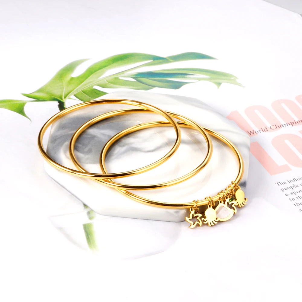 Fashion Multilayer Stainless Steel Jewelry Bangle Pendant Bracelet Bangle for Party