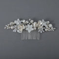 Bride Headpiece Handmade Wedding Hair Comb With Ceramic Flower Freshwater Pearl Accessories
