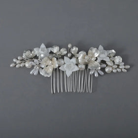 Bride Headpiece Handmade Wedding Hair Comb With Ceramic Flower Freshwater Pearl Accessories