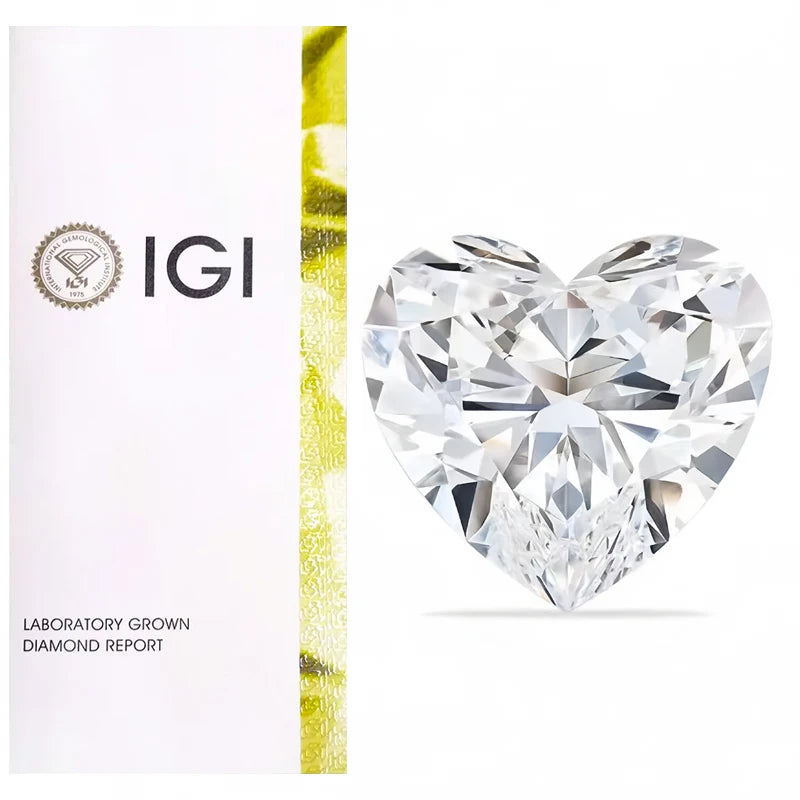 Hot Sale CVD Lab Grown Diamond 0.5ct 1ct 1.5ct 2ct White Color Heart Shape Lab Created Diamond IGI Certificate