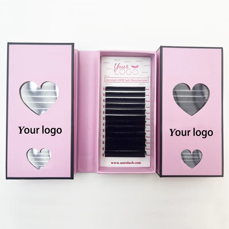Matte Black Lash Tray Individual Private Label Custom Lash Box Eyelash Extension Wholesale Volume Mink Hand Made