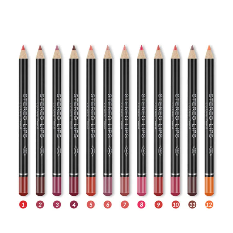 VIBELY High Pigment Multicolor Waterproof Natural Vegan Smooth Matte Lip Liner Pencil Set