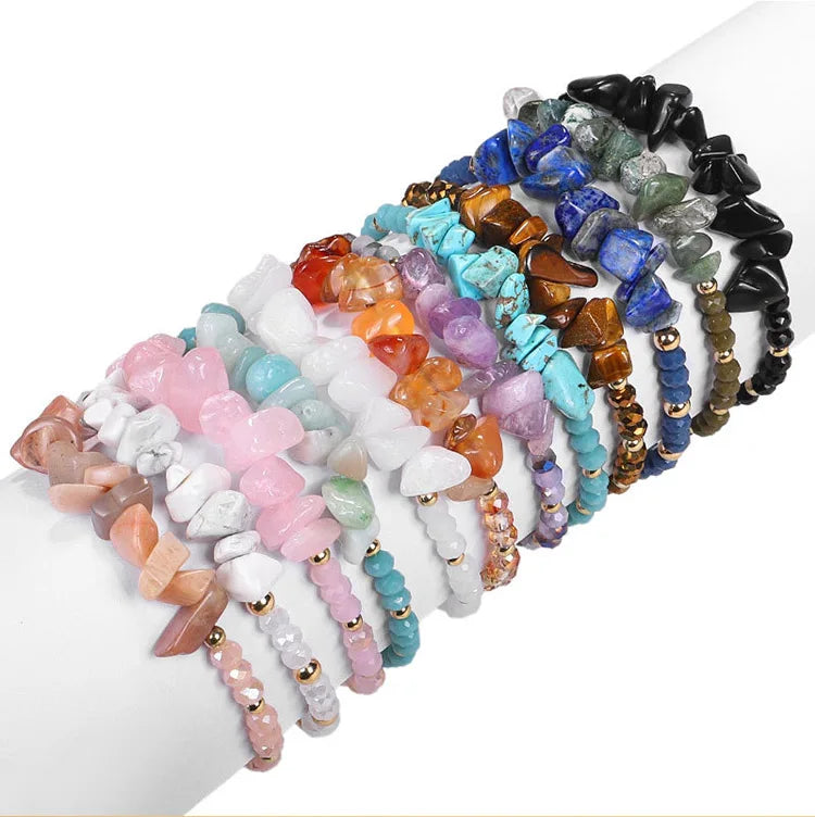 G984 Amethyst 7 Chakra Macadam Natural Stone Bracelet Healing Irregular Stone Beads Bracelets for Women