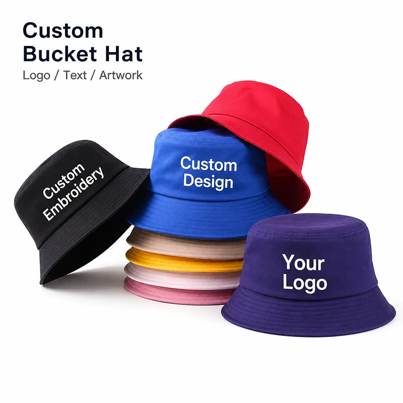 Custom Quality Silky Satin PU Leather Polyester/Cotton Nylon Fisherman Bucket Sun Hat With Embroidery Logo