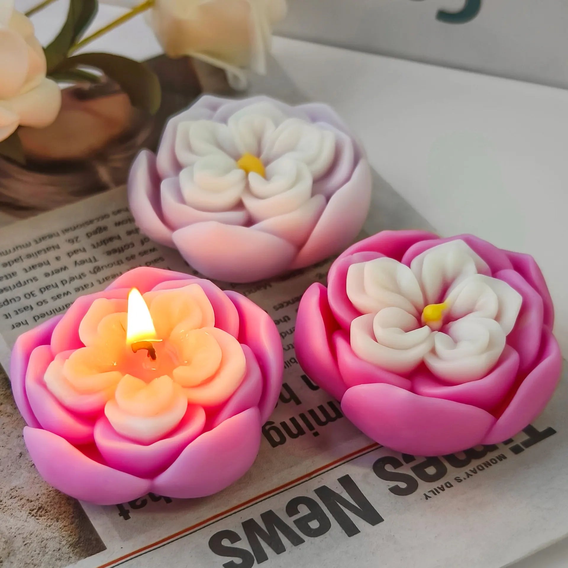 3D New Designs Flower Silicone Candle Molds For Candle Making