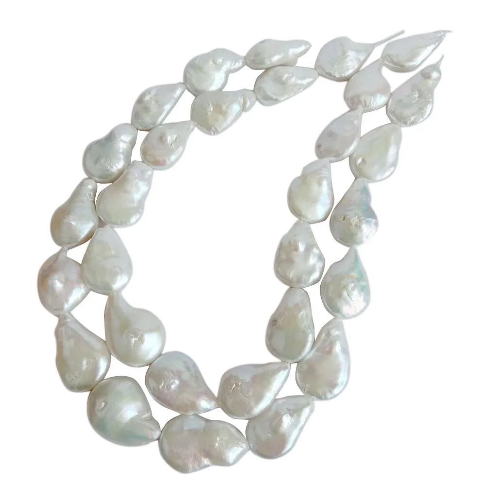 AA+ 39 cm Good  Nature Baroque Freshwater Pearl in Strandnature White Colorno Any Repaired Length 24-28 mm