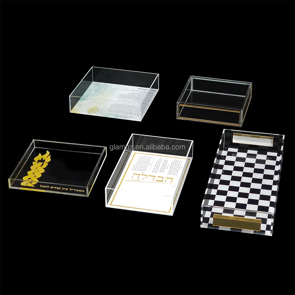 Judaica Jewish Customized Painted UV Printed Acrylic Serving Tray Lucite Havdalah Plate