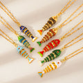 Fashion Jewelry Gift Pendants Necklace link Chain 3D Drop Oil Golden Fishes Sea Lover Lucky Fish Pendant Necklace