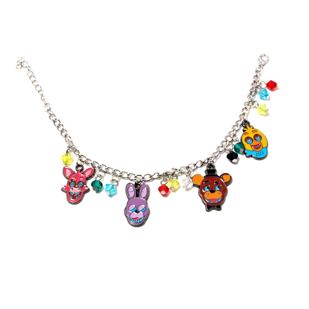 Anime FNAF Fazbear Multi-Character Enamel Charm Bracelet Holiday Gift for Kids