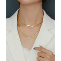 Wholesale 925 Silver Necklace Jewelry Women  Real 925 Sterling Silver Plain Chain Necklace 18K Gold Plated Necklace Jewelry