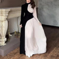Boutique Wholesale 2026 Autumn New Fashionable Round Neck Long Sleeved High Waisted Slim Fit Retro Women's Dress