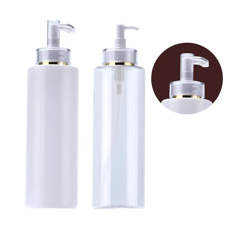 Stock Body Care Clear White Plastic Pump Bottles 60ml 120ml 250ml 500ml Screw Cap Screen Printing Surface Massage Oils PP