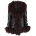 Leather With Fur Elegant Women Mongolia Sheep Fur Collar Leather Coat Leather Jacket Ladies