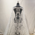 Fashionable French Sequined Lace Fabric for Bridal Dress 3D Embroidery Heavy Pearl Bead Tulle Lace Fabric