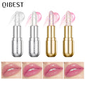 QIBEST 4-color Shiny Jelly Warm Lipstick Hydrating and Fading Lip Lines Anti-chapped and Not Easy to Touch Cup Lip Gloss