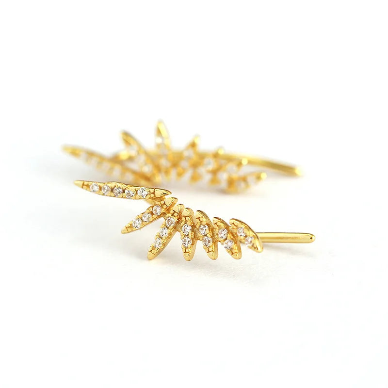 Fashion Popular S925 Sterling Silver 18K Gold Plated Cubic Zirconia CZ Wings Hook Earrings for Women