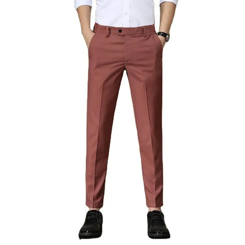 Wholesale Men's Plus Size Straight Mid Waist Stretch Casual Office Trousers Polyester/Cotton Waterproof Windproof Quick-Dry