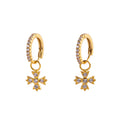 Fashion Jewelry 925 Sterling Silver Simple Cross Diamond Zircon Pendant Gold Plated Hoop Earrings for Women