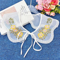 Yellow Small Flower Pattern White Coat Collar