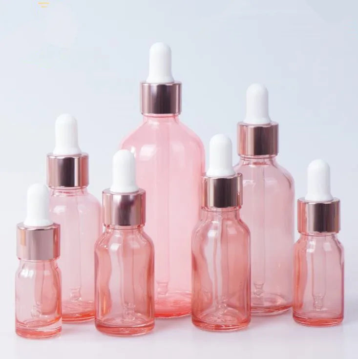 In Stock New Product 5ml 10ml 15ml 20ml 30ml 50ml 100ml Rose Gold Glass Essential Oil Dropper Bottle With Rose Gold Dropper