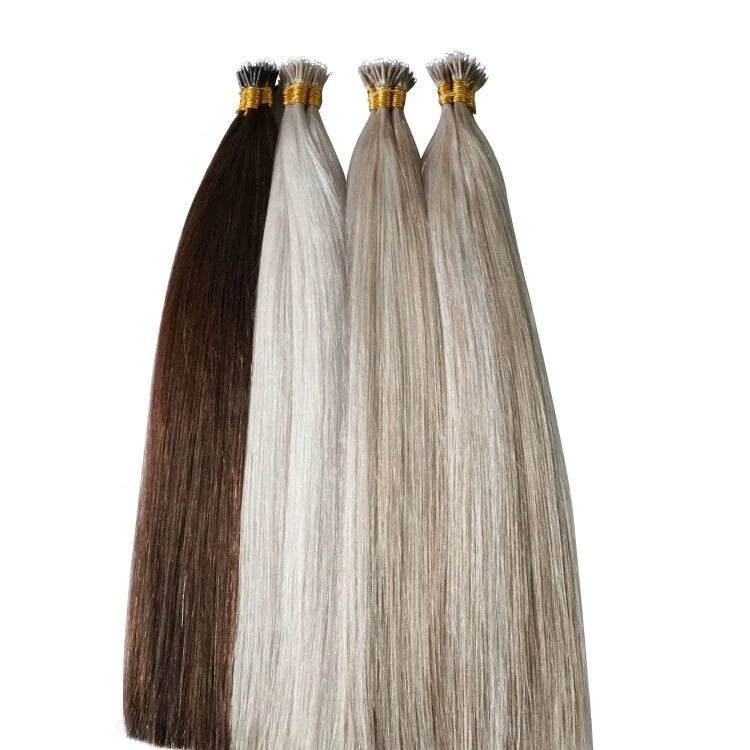 100% Russian Double Drawn Remy Human Hair Extension Full Cuticle Aligned Wholesale No Shedding No Tangle Nano Tip Hair 12A Grade