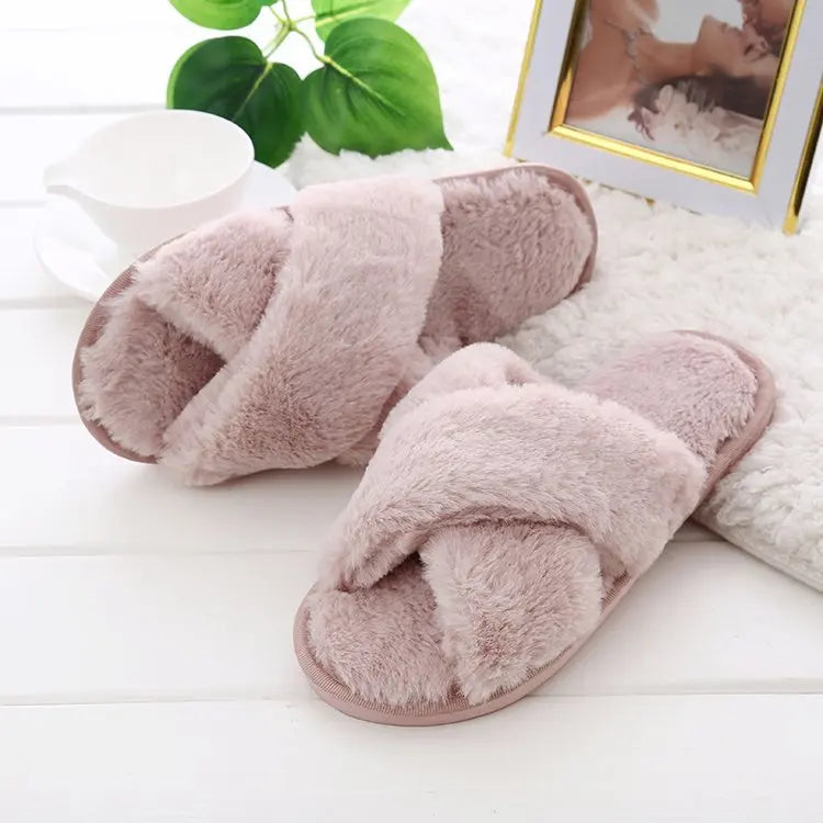 HelloWorld Women Home Slippers Winter Warm Shoes Woman Slip on Flats Slides Female Faux Fur Slippers 36-41 Wholesale M0029