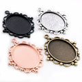 30x40mm Inner Size Vintage Oval Cabochon Blank Base Pendant Bezel Trays Charms DIY Necklace Jewelry Supplies