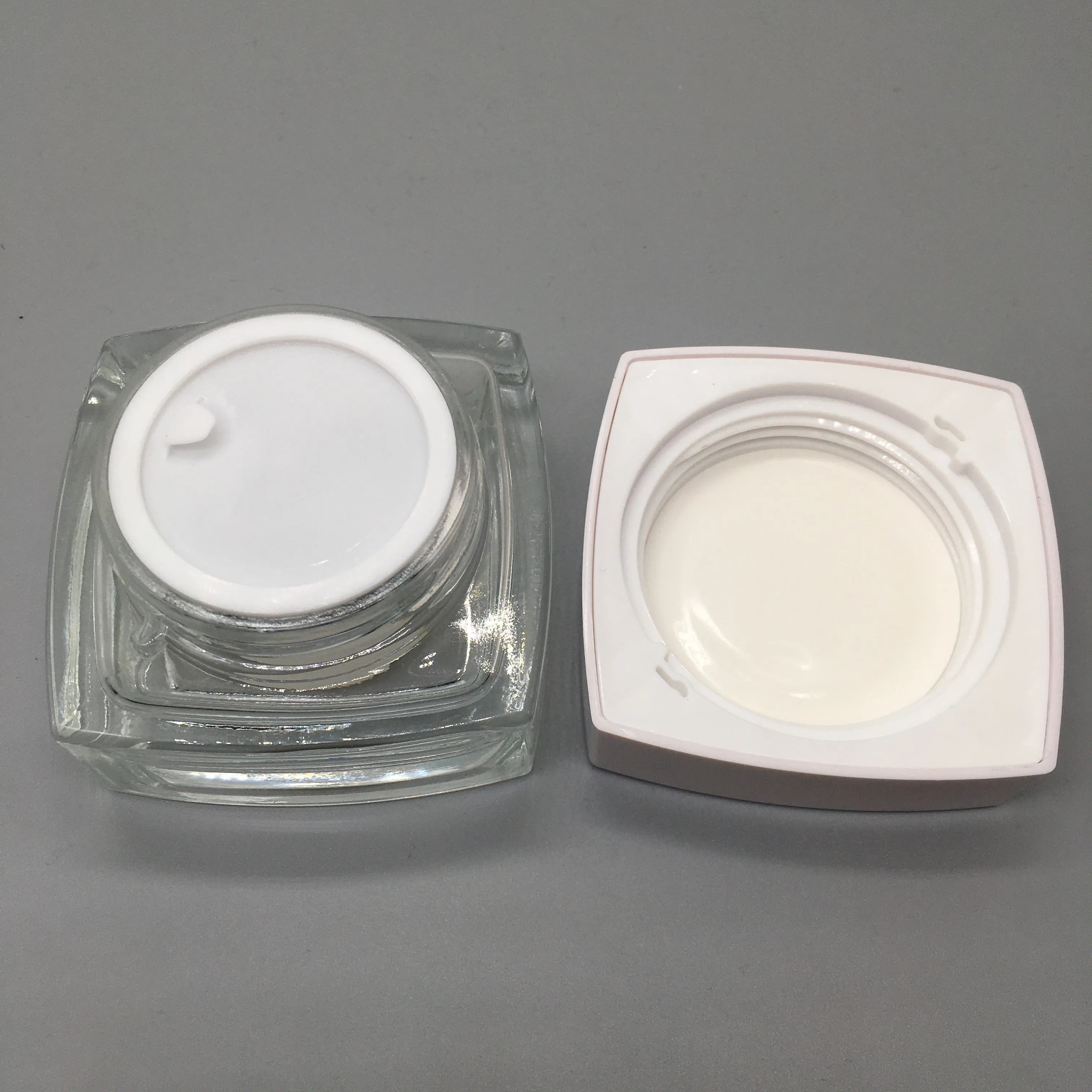 Square Cream Glass Jar Transparent Frosted Cosmetic Cream Jar Dispenser Jar