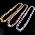 12mm Iced Out Cuban Necklace Chain Hip Hop Jewelry Choker Gold Silver Color Rhinestone CZ Clasp for Mens Rapper Necklaces Link