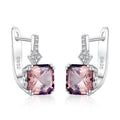 Fashion Jewelry 925 Sterling Silver Big Zircon Morganite Gemstone Earrings for Women