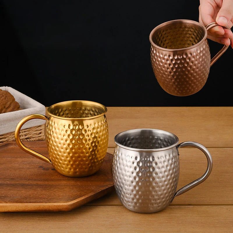 Wholesale Stainless Steel Copper Beer Mug Moscow Mule Copper Beer Mug Large Capacity bar Cold Drink Cocktail Cup with Handle