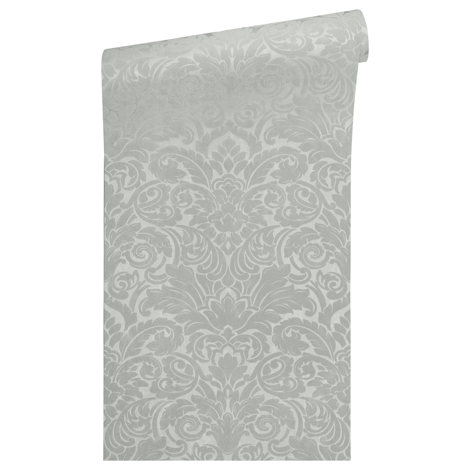 Made in Germany Beautiful Traditional Style Light Grey Background Wallpaper with Damask Pattern Apartment Use