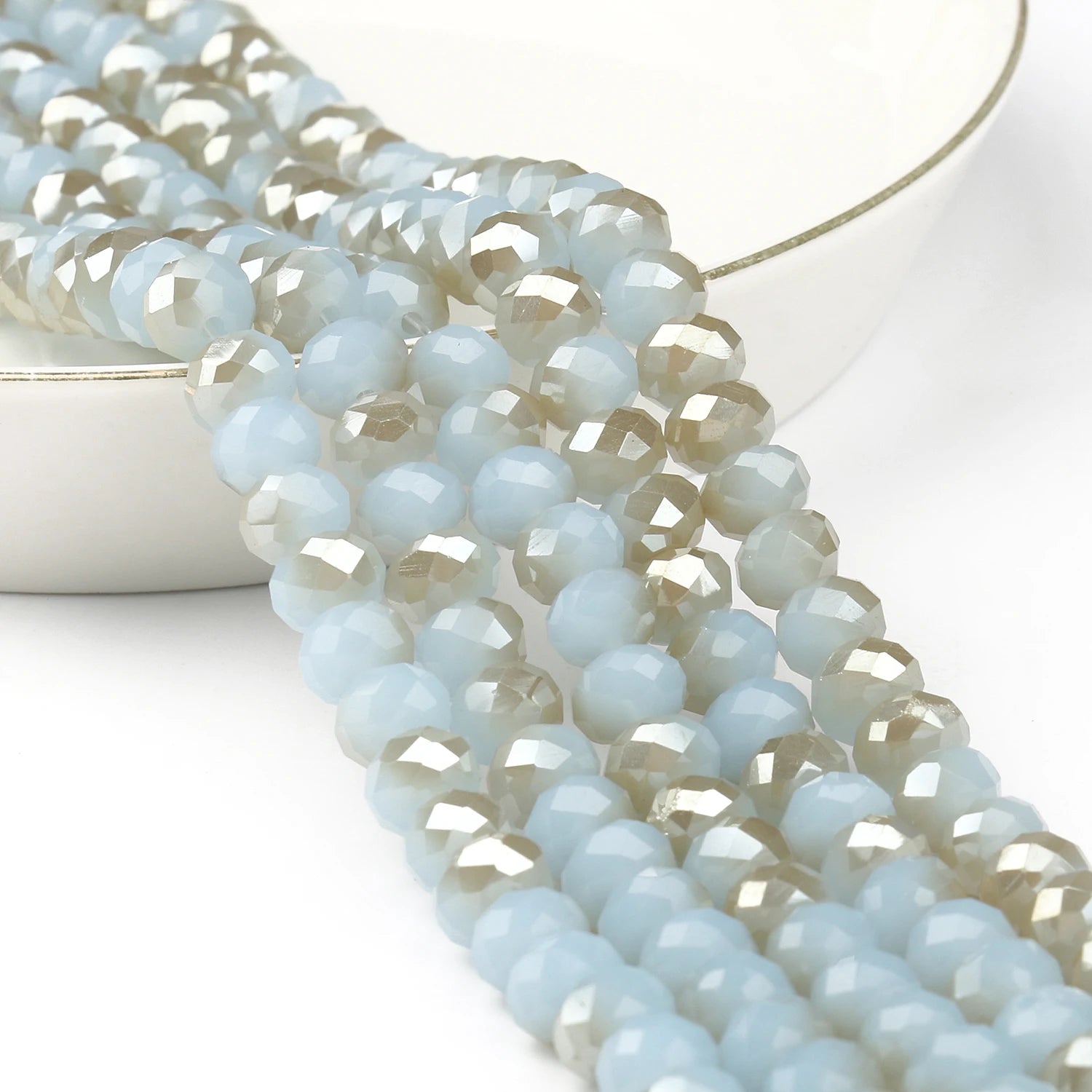 Rondelle Faceted Crystal Glass Beads Flat Round Loose Spacer Beads for Jewelry Making