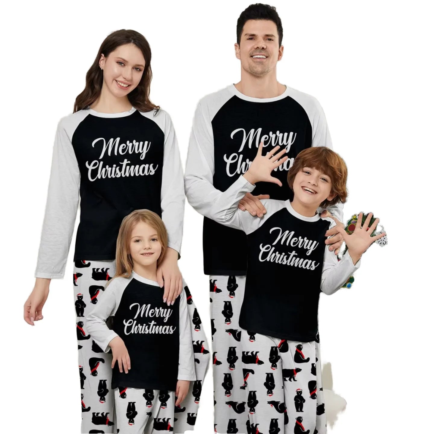 DDP Plus Size Soft Breathable Thermal Polyester Pullover Long Parent-kid Home Wear Cartoon Family Matching Christmas Pajamas