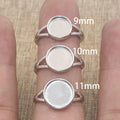 Sterling Silver 9mm/10mm/11mm Semi Mount Ring Empty Frame Blank Bezel Bar Setting S925 Base Without Center Stone for Inlay DIY