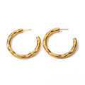 New Design Waterproof Hyperbole Gold Jewelry for Women Stainless Steel Metal Texture Big Round Thick Minimalist Hoop Earrings
