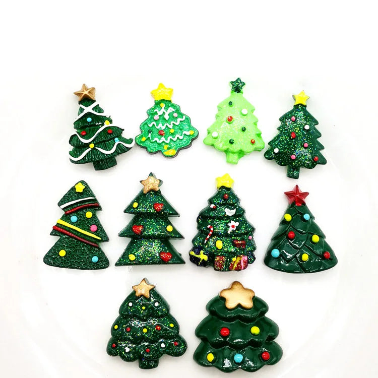 Paso Sico Happy New Year Christmas Green Festival Decorative Tree Sequins Tree DIY Resin Kawaii 3D Art Designs for Decoration