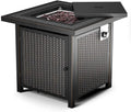 28 Inch Square Gasfire 50000 Btu Propane Fire Pit Table Stainless Steel Construction Automatic Shut-Off Button Control Outdoor