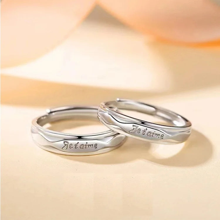 S925 Silver Plated I Love You Romantic Promise Couple Ring Je T'aime Rings for Women Men Wedding Engagement Wedding Jewelry