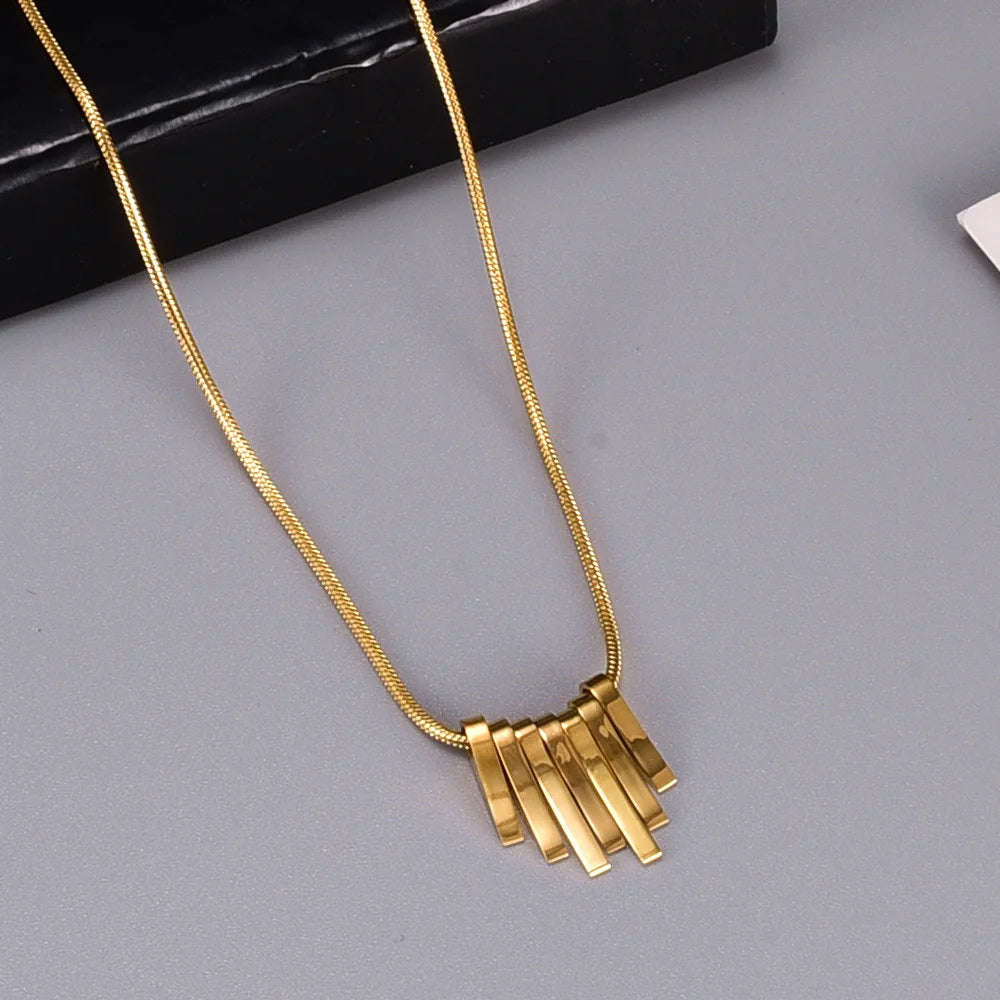Plated Stainless Steel Pendant Necklace - Women's Gold Tone Minimalist Pendant Necklace for Daily Wear