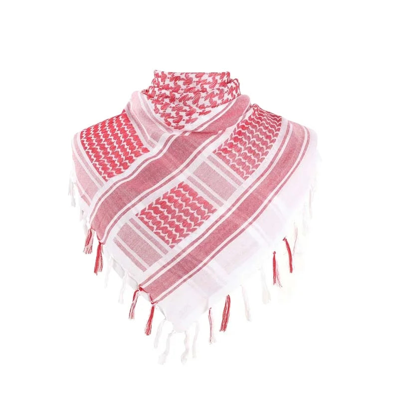 Fashion Outdoor Sports Arab Style Men Keffiyeh Knitted Arab White and Black Shemagh Desert Cotton Scarf
