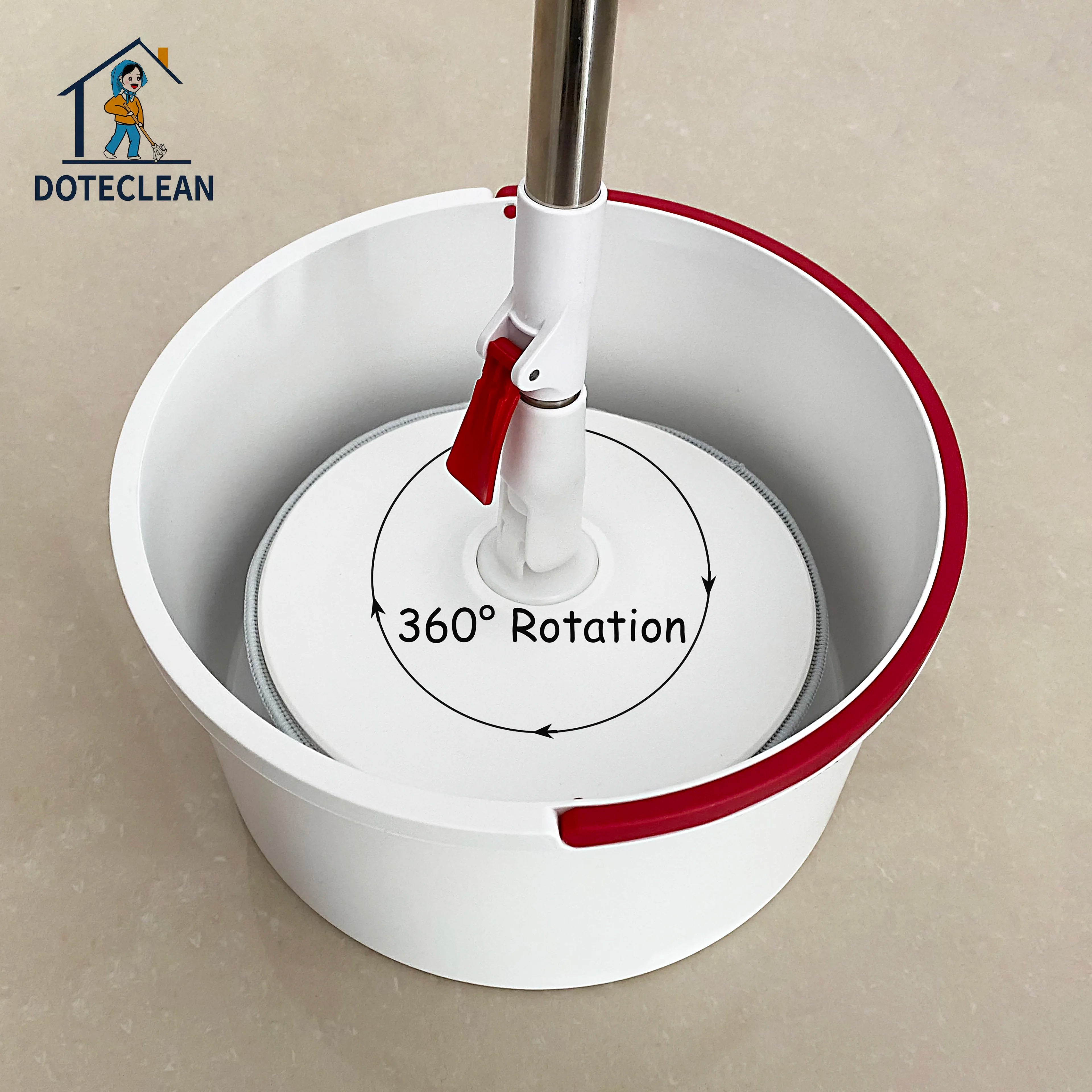Single for Spin Mop Bucket with 360Â° Head Microfiber Flat Hand-Free and Swivel Handle Clean Dry Function for Floor Cleaning