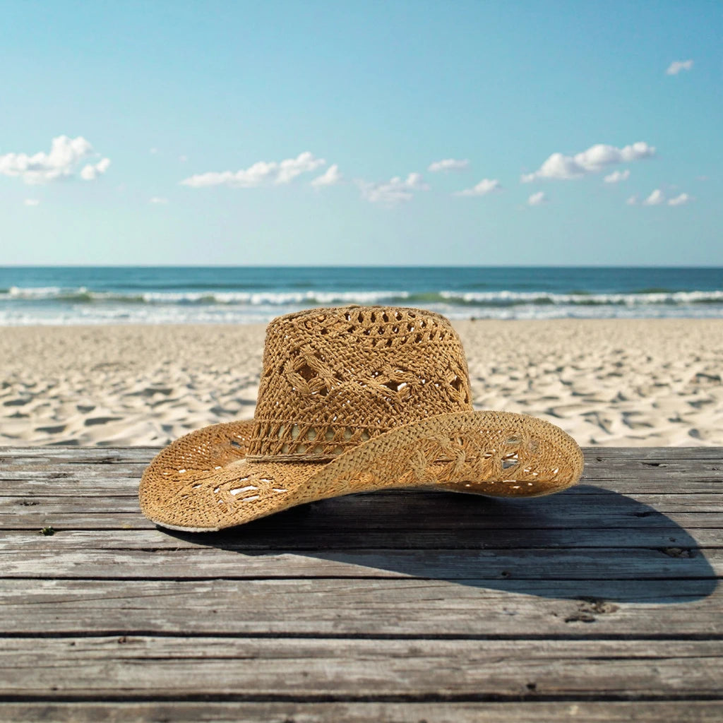 Best Selling Fashion Plain Wide Brim Straw Cowboy Hat Women Men Summer Sun Beach Straw Hats Caps